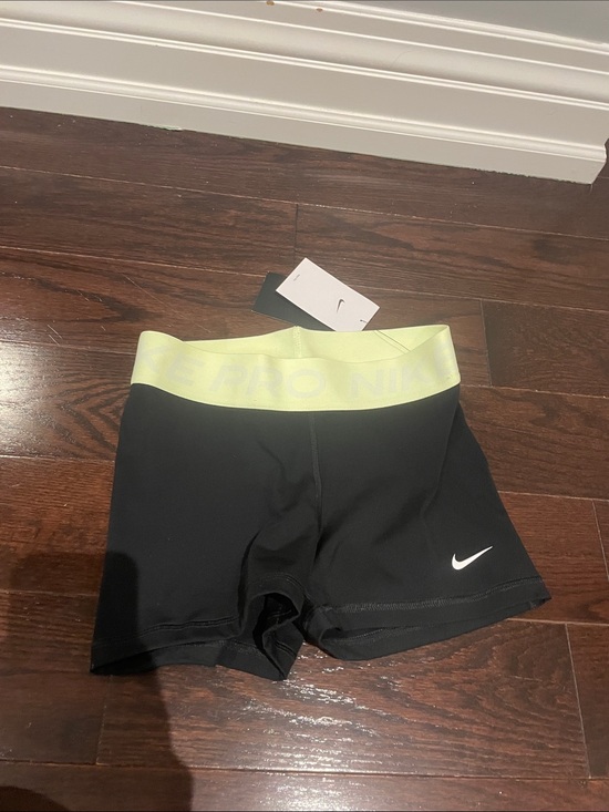 Nike Pants - Nike Black Compression Shorts with Neon Yellow Waistband